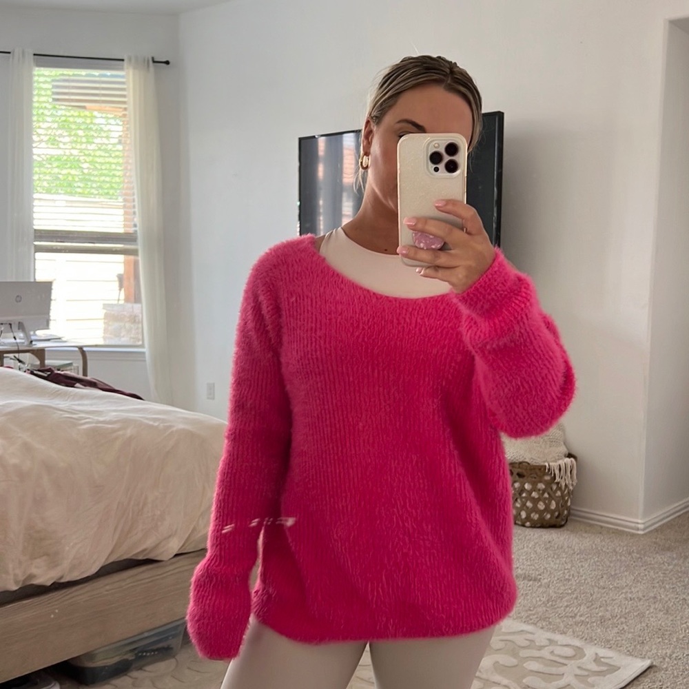 Golden Days Paris Hot Pink Fuzzy Sweater